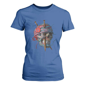 Funny Crochet T Shirt For Women Yard Skull Halloween Knitting TS09 Royal Blue Print Your Wear