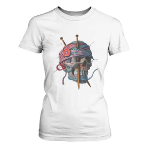 Funny Crochet T Shirt For Women Yard Skull Halloween Knitting TS09 White Print Your Wear