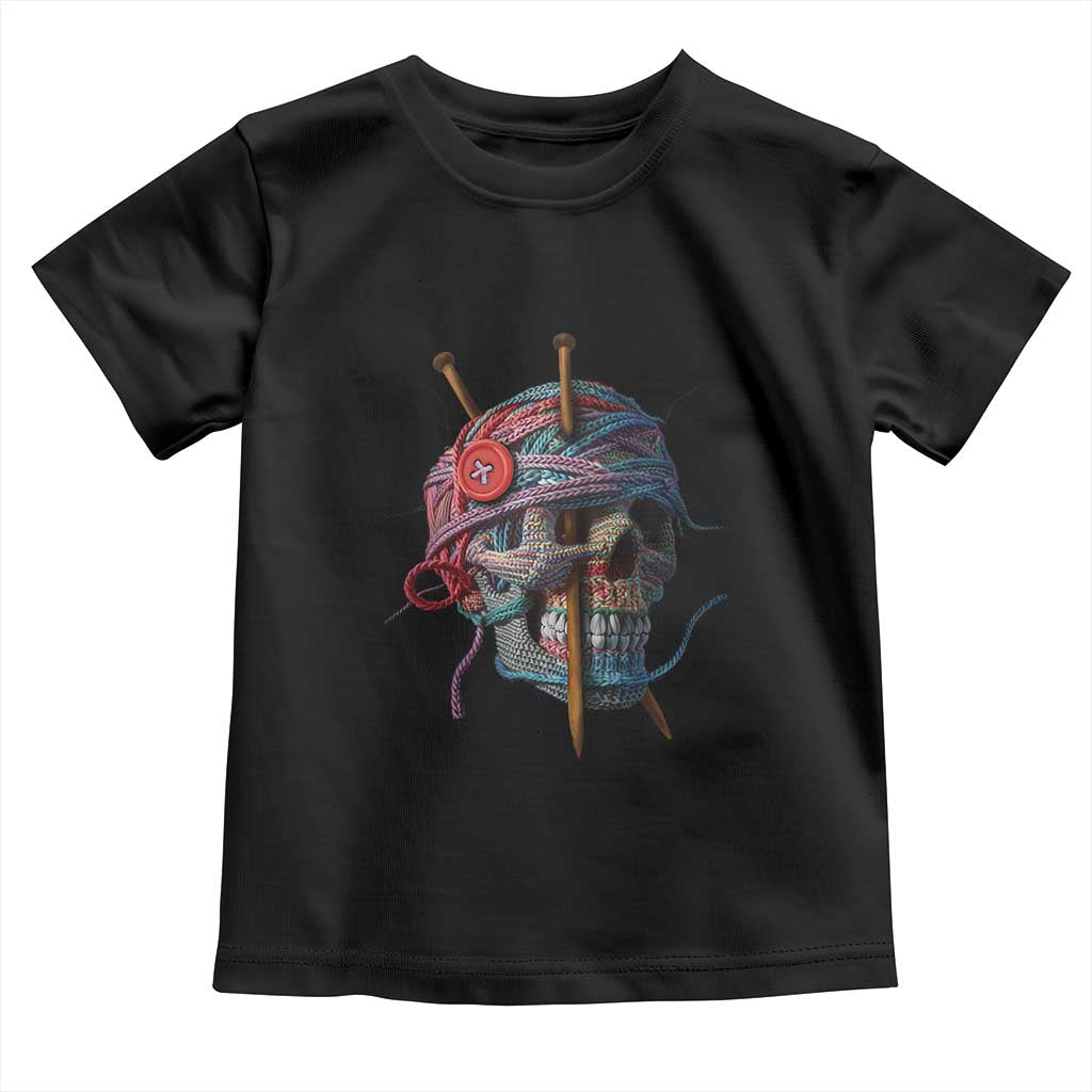 Funny Crochet Toddler T Shirt Yard Skull Halloween Knitting TS09 Black Print Your Wear