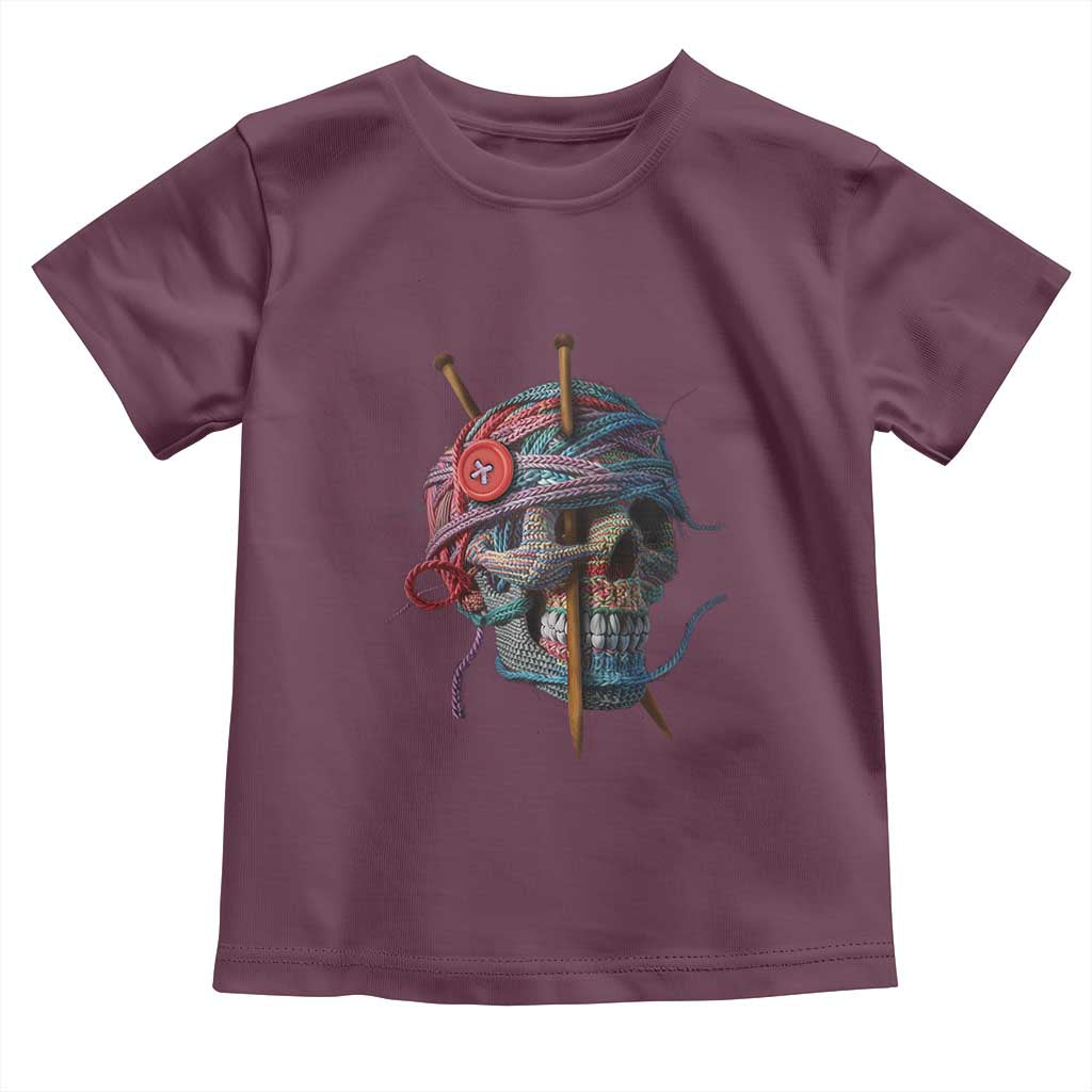 Funny Crochet Toddler T Shirt Yard Skull Halloween Knitting TS09 Maroon Print Your Wear