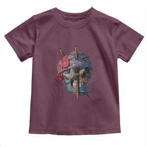 Funny Crochet Toddler T Shirt Yard Skull Halloween Knitting TS09 Maroon Print Your Wear