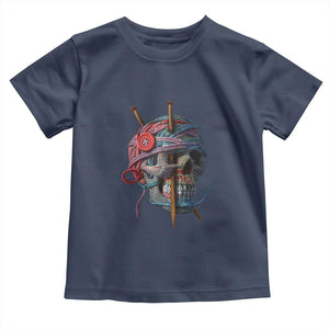 Funny Crochet Toddler T Shirt Yard Skull Halloween Knitting TS09 Navy Print Your Wear