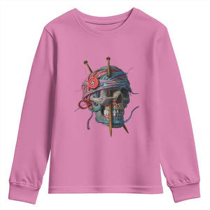 Funny Crochet Youth Sweatshirt Yard Skull Halloween Knitting TS09 Azalea Print Your Wear