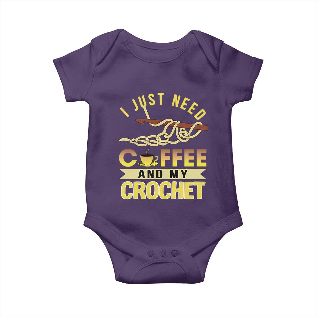 Funny I Just Need Coffee and My Crochet Baby Onesie TS09 Purple Print Your Wear