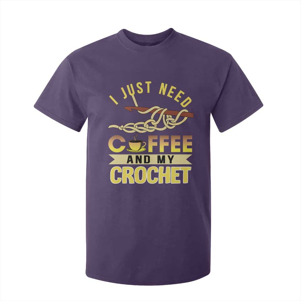 Funny I Just Need Coffee and My Crochet T Shirt For Kid TS09 Purple Print Your Wear