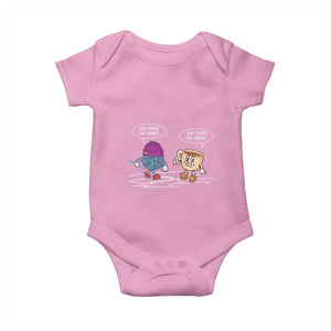 Funny Crochet Coffee Lover Baby Onesie She Loves Me More TS09 Light Pink Print Your Wear