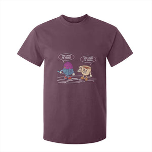 Funny Crochet Coffee Lover T Shirt For Kid She Loves Me More TS09 Maroon Print Your Wear