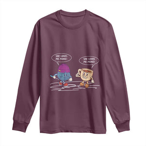 Funny Crochet Coffee Lover Long Sleeve Shirt She Loves Me More TS09 Maroon Print Your Wear