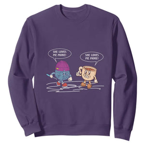 Funny Crochet Coffee Lover Sweatshirt She Loves Me More TS09 Purple Print Your Wear