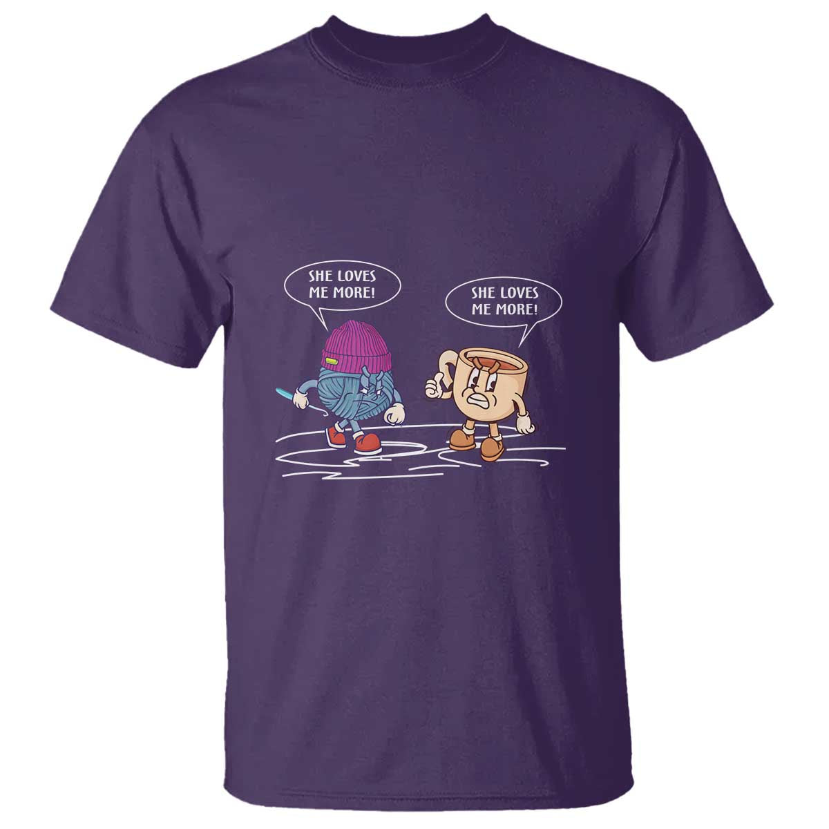 Funny Crochet Coffee Lover T Shirt She Loves Me More TS09 Purple Print Your Wear