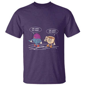 Funny Crochet Coffee Lover T Shirt She Loves Me More TS09 Purple Print Your Wear