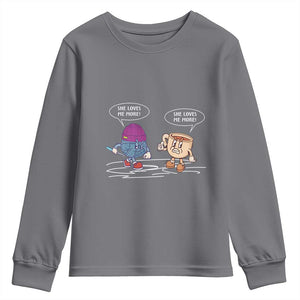 Funny Crochet Coffee Lover Youth Sweatshirt She Loves Me More TS09 Charcoal Print Your Wear
