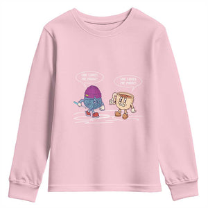 Funny Crochet Coffee Lover Youth Sweatshirt She Loves Me More TS09 Light Pink Print Your Wear
