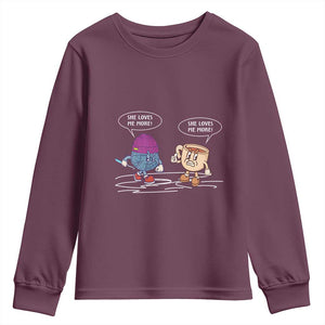 Funny Crochet Coffee Lover Youth Sweatshirt She Loves Me More TS09 Maroon Print Your Wear