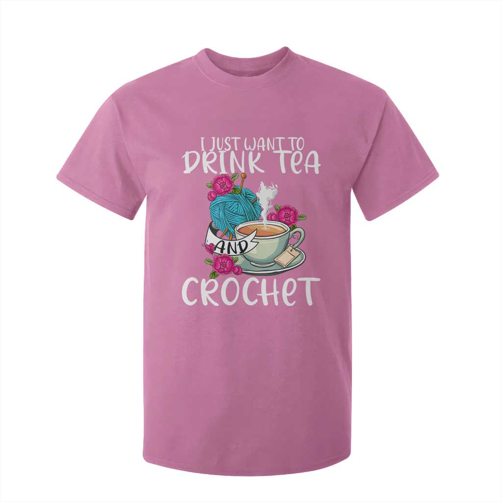 Just Want To Drink Tea And Crochet T Shirt For Kid TS09 Azalea Print Your Wear