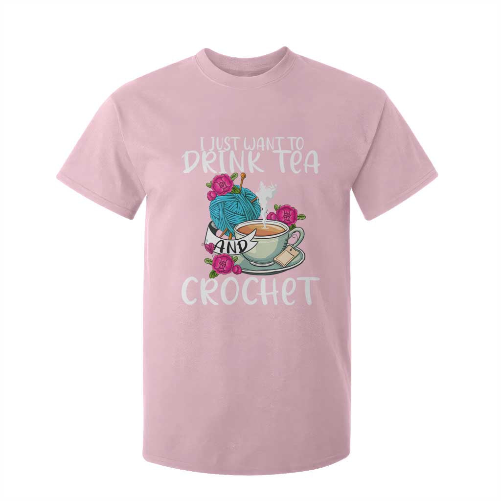 Just Want To Drink Tea And Crochet T Shirt For Kid TS09 Light Pink Print Your Wear