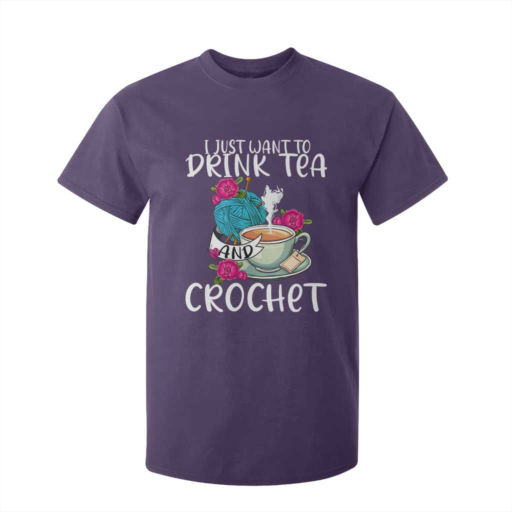 Just Want To Drink Tea And Crochet T Shirt For Kid TS09 Purple Print Your Wear