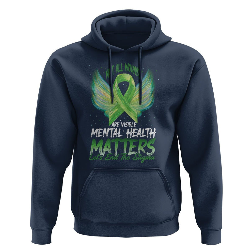 Mental Health Awareness Hoodie Not All Wounds Are Visible Let's End The Stigma TS09 Navy Printyourwear