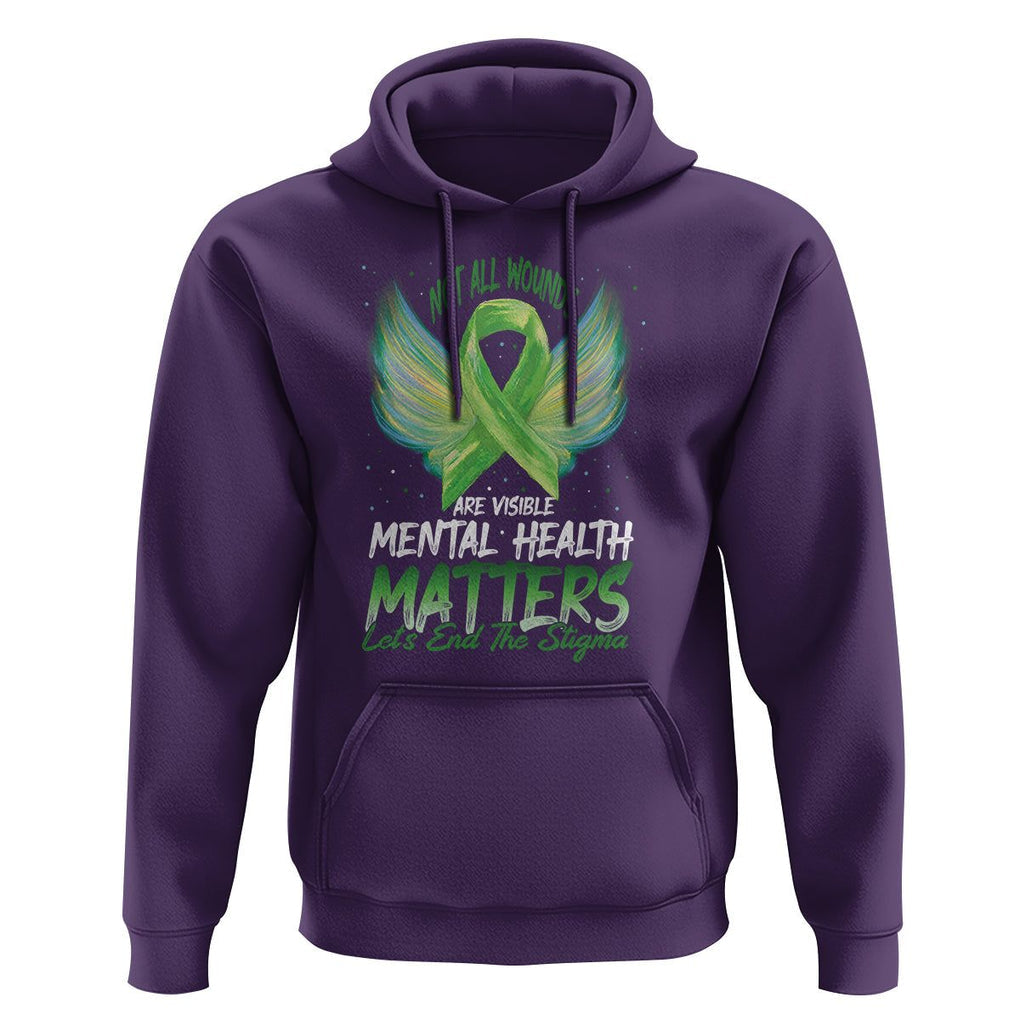 Mental Health Awareness Hoodie Not All Wounds Are Visible Let's End The Stigma TS09 Purple Printyourwear