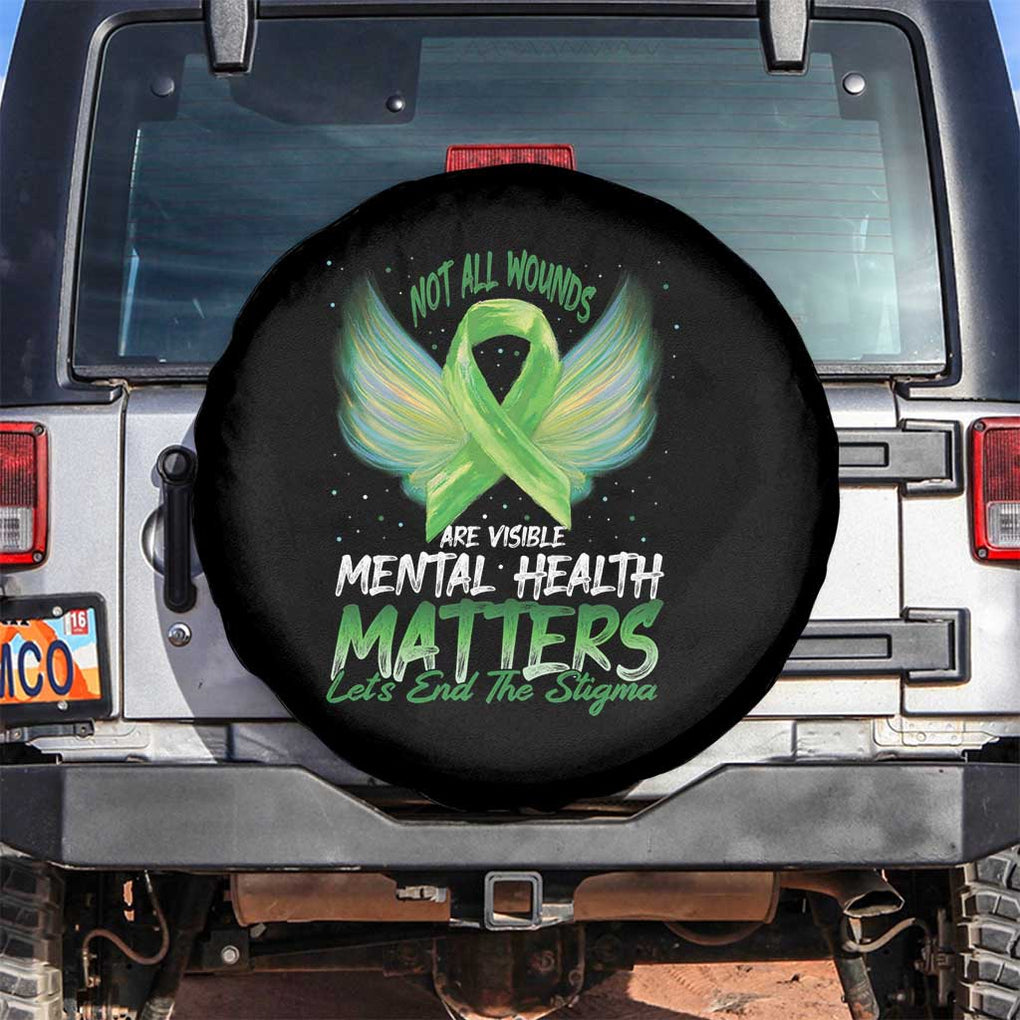Mental Health Awareness Spare Tire Cover Not All Wounds Are Visible Let's End The Stigma TS09 No hole Black Print Your Wear