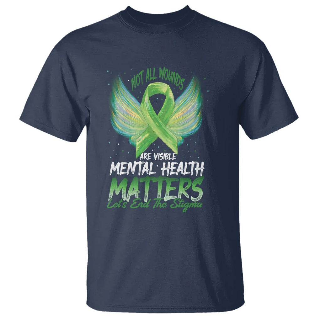 Mental Health Awareness T Shirt Not All Wounds Are Visible Let's End The Stigma TS09 Navy Printyourwear