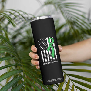 Mental Health Awareness Skinny Tumbler Fight The Stigma America Flag Green Ribbon TS09 Print Your Wear