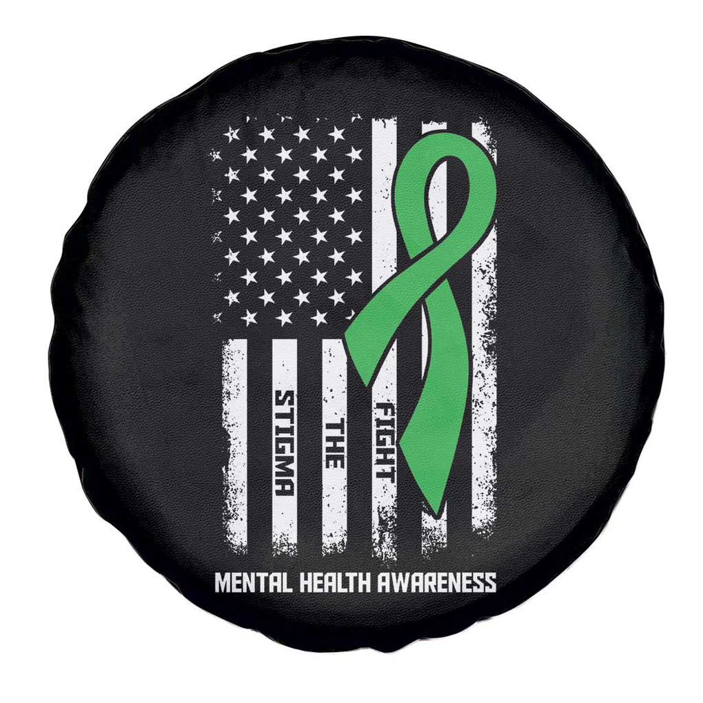 Mental Health Awareness Spare Tire Cover Fight The Stigma America Flag Green Ribbon TS09 Print Your Wear