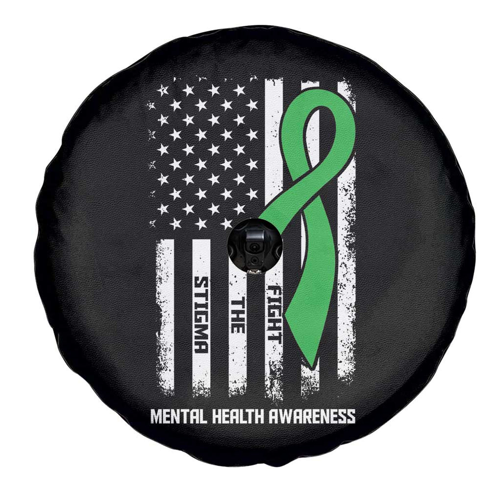 Mental Health Awareness Spare Tire Cover Fight The Stigma America Flag Green Ribbon TS09 Print Your Wear