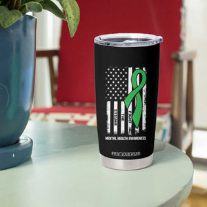 Mental Health Awareness Tumbler Cup Fight The Stigma America Flag Green Ribbon TS09 Print Your Wear