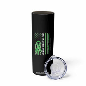 Mental Health Awareness Skinny Tumbler No One Fights Alone America Flag Green Ribbon TS09 Print Your Wear