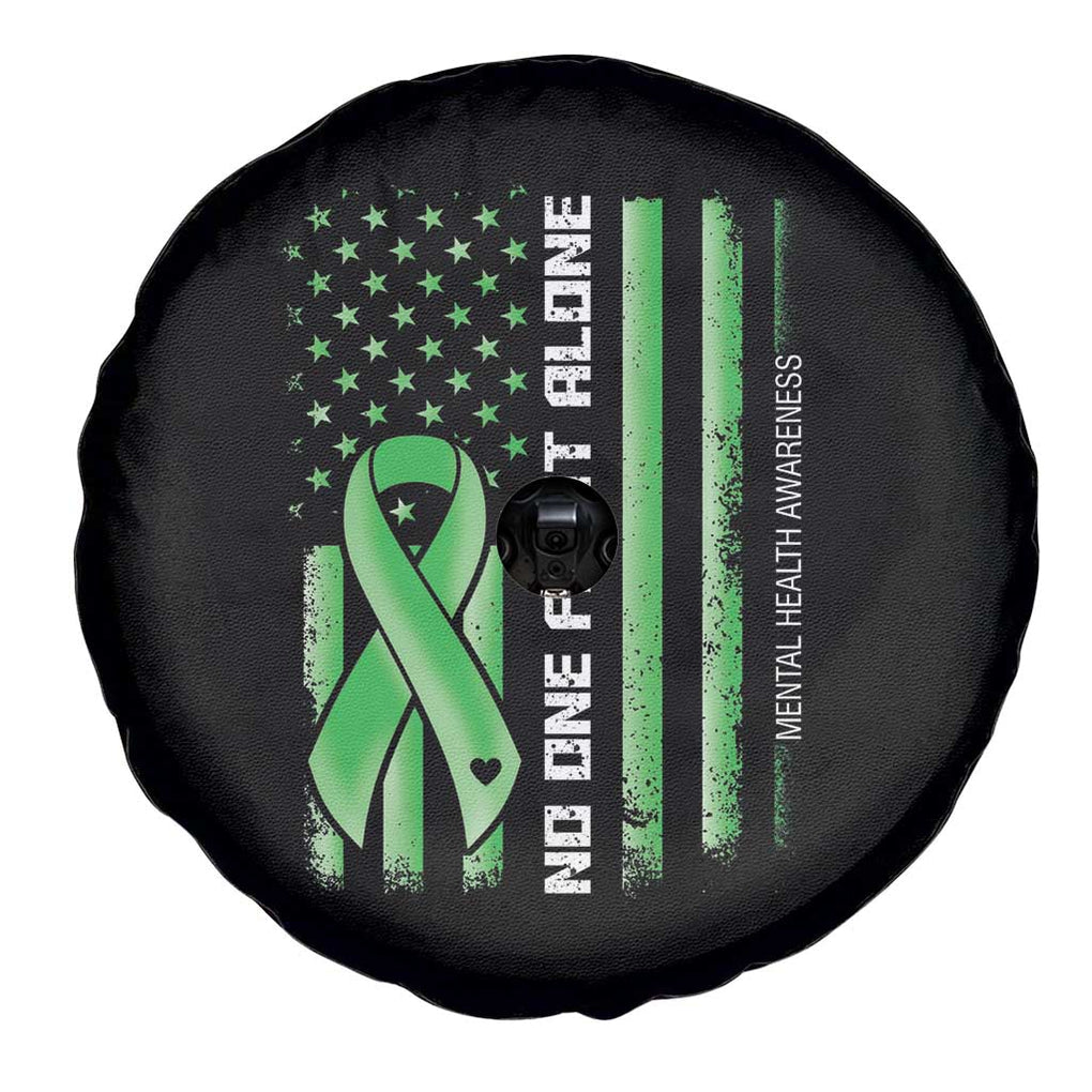 Mental Health Awareness Spare Tire Cover No One Fights Alone America Flag Green Ribbon TS09 Print Your Wear