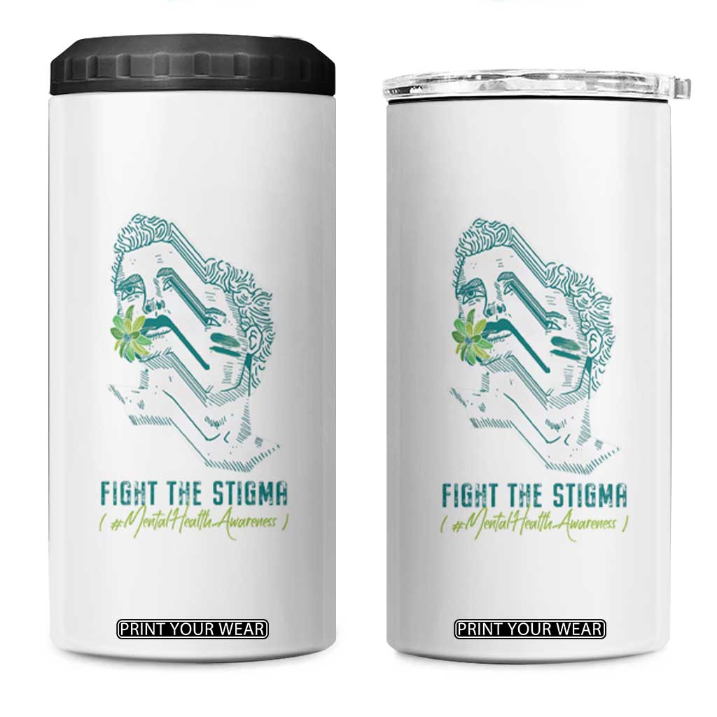 Mental Health Awareness 4 in 1 Can Cooler Tumbler Fight The Stigma Aesthetic TS09 One Size: 16 oz White Print Your Wear