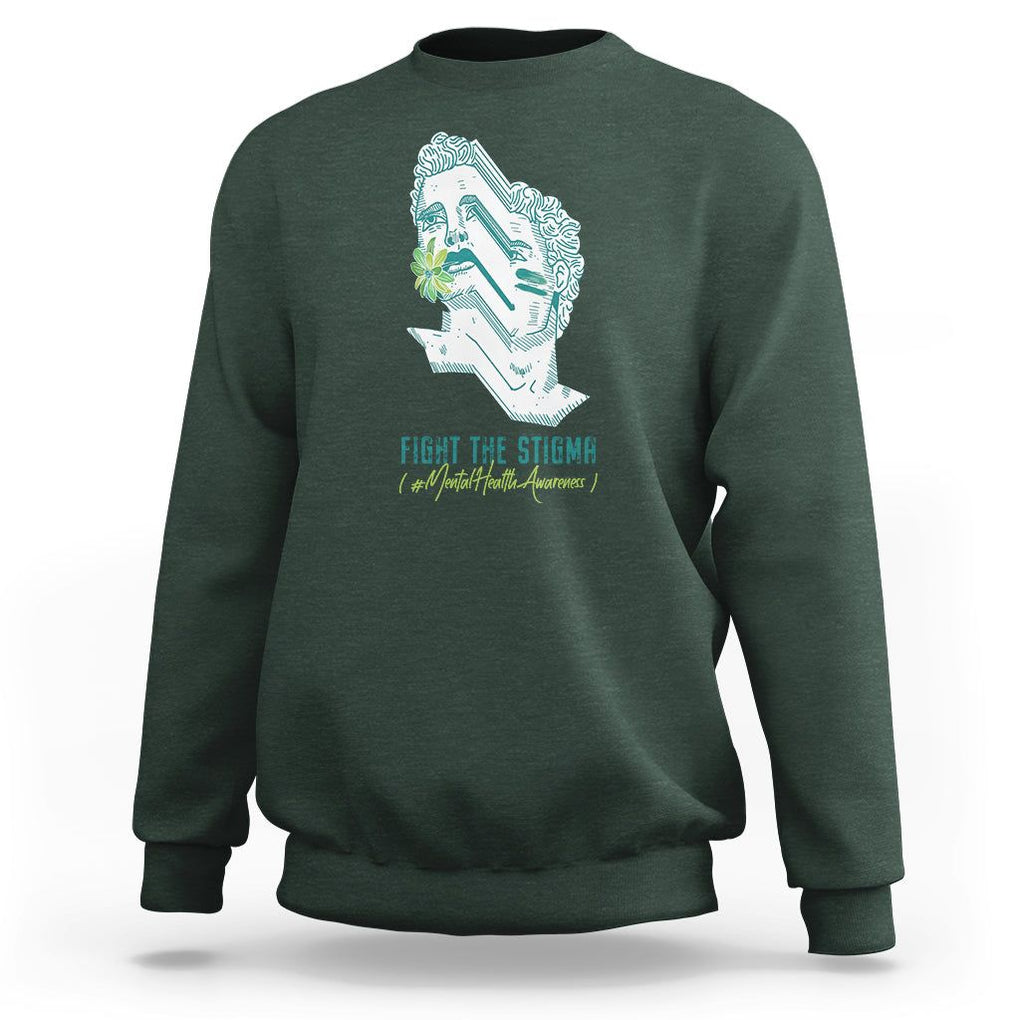 Mental Health Awareness Sweatshirt Fight The Stigma Aesthetic TS09 Dark Forest Green Printyourwear