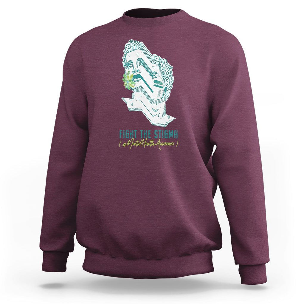 Mental Health Awareness Sweatshirt Fight The Stigma Aesthetic TS09 Maroon Printyourwear