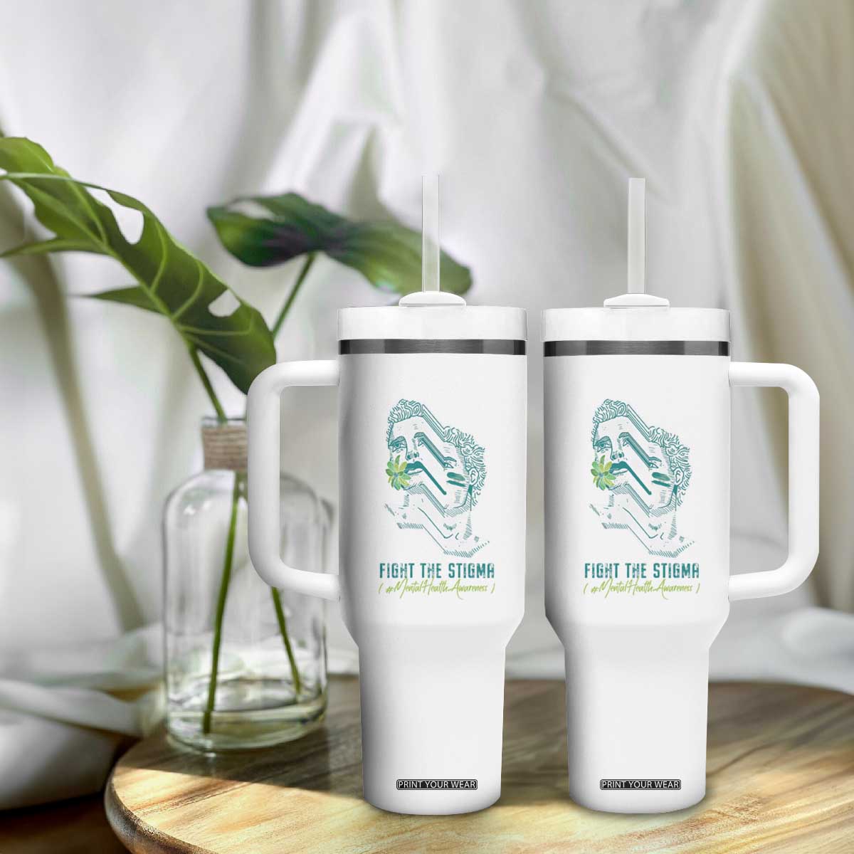 Mental Health Awareness Tumbler With Handle Fight The Stigma Aesthetic TS09 Print Your Wear
