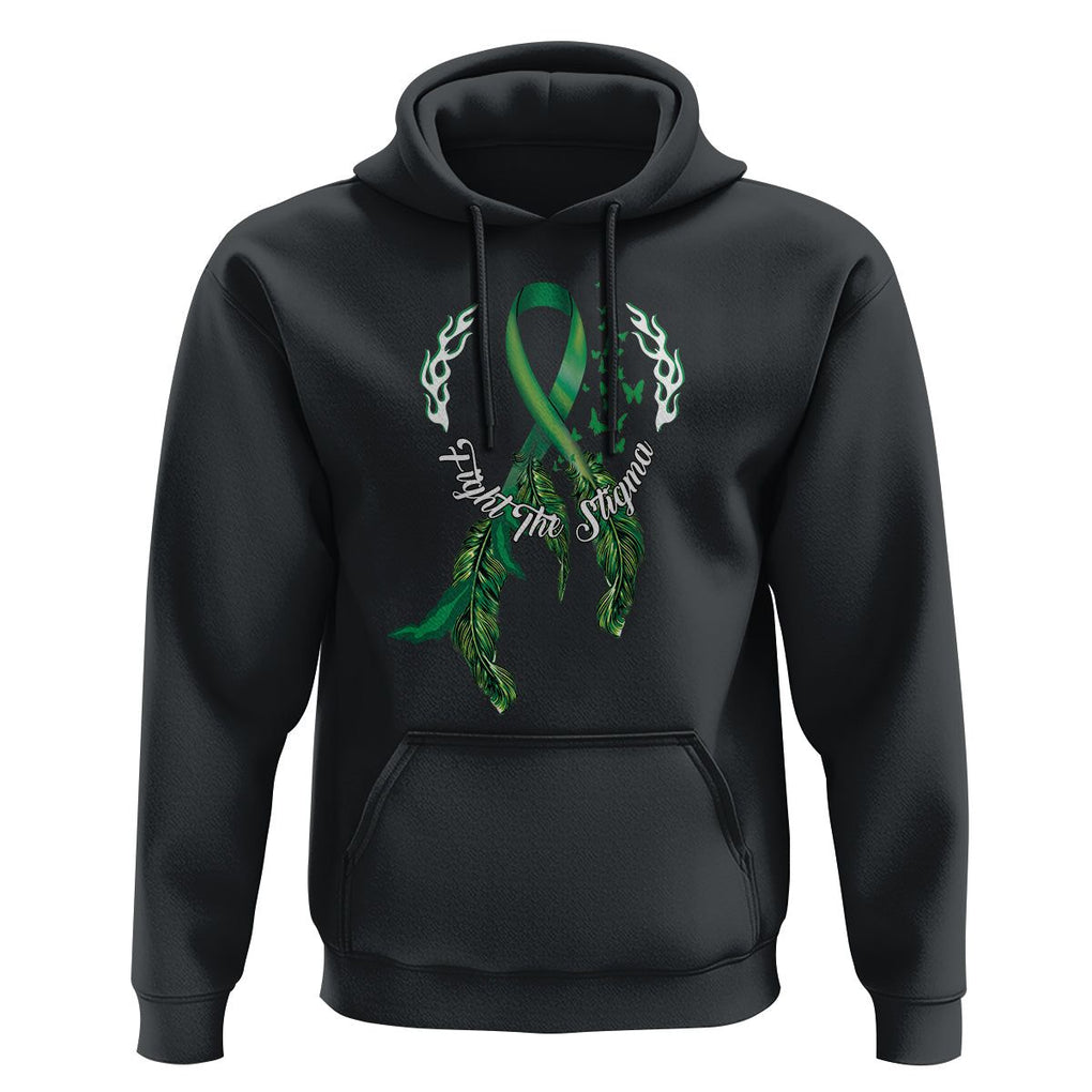 Mental Health Awareness Hoodie Fight The Stigma Butterfly Green Ribbon TS09 Black Printyourwear