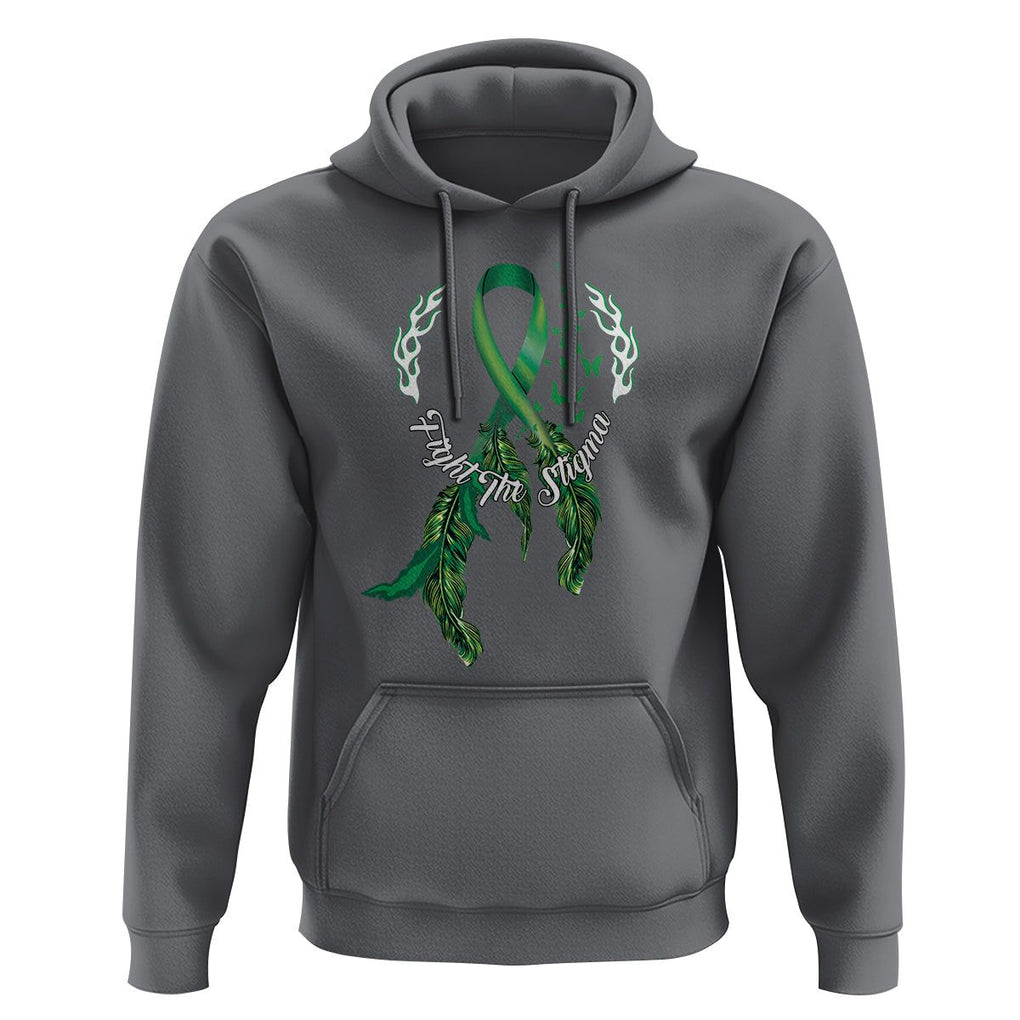 Mental Health Awareness Hoodie Fight The Stigma Butterfly Green Ribbon TS09 Charcoal Printyourwear