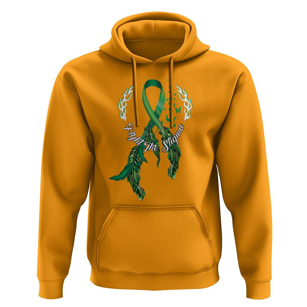 Mental Health Awareness Hoodie Fight The Stigma Butterfly Green Ribbon TS09 Gold Printyourwear