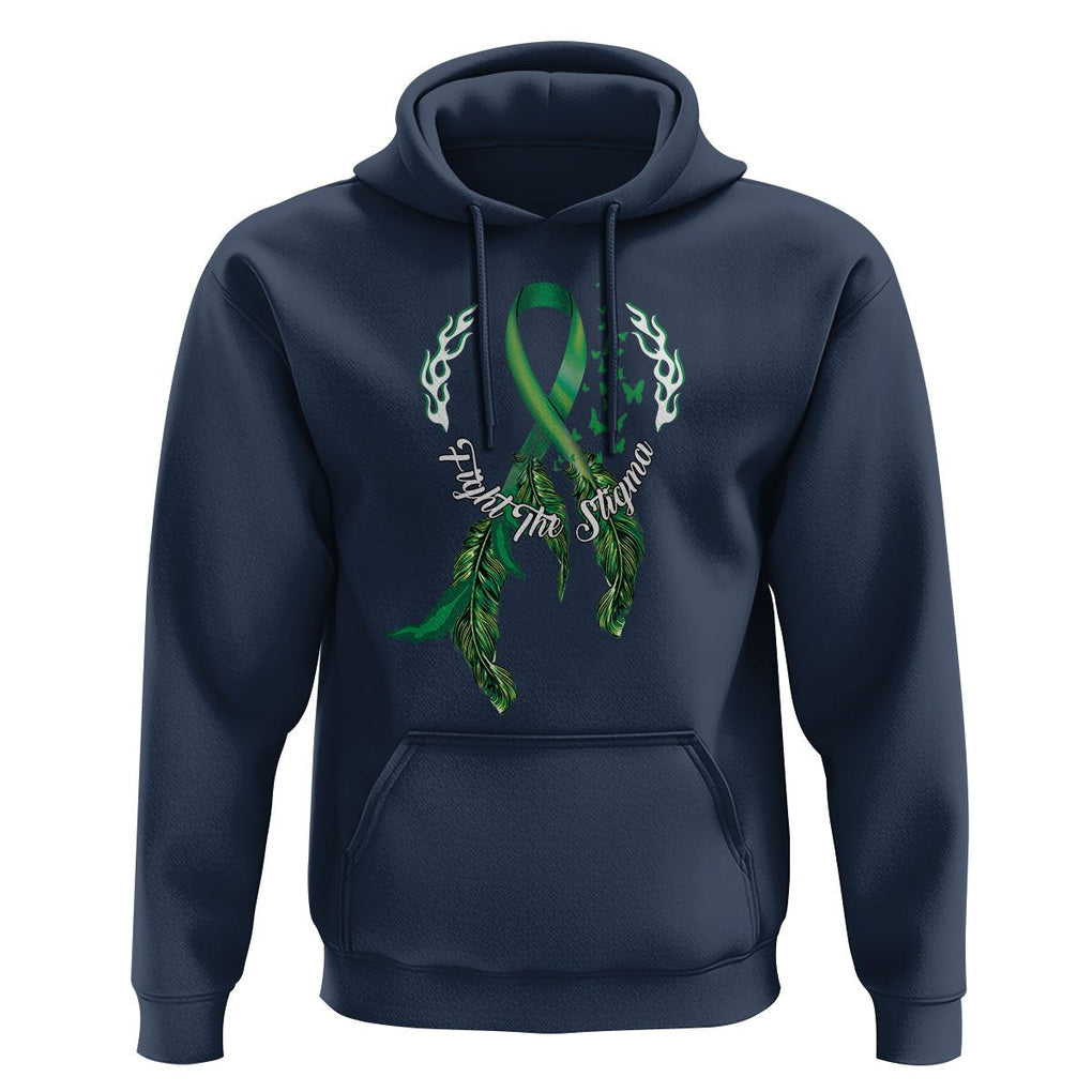 Mental Health Awareness Hoodie Fight The Stigma Butterfly Green Ribbon TS09 Navy Printyourwear