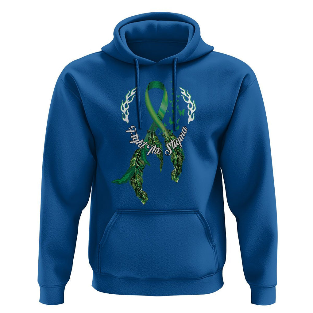 Mental Health Awareness Hoodie Fight The Stigma Butterfly Green Ribbon TS09 Royal Blue Printyourwear