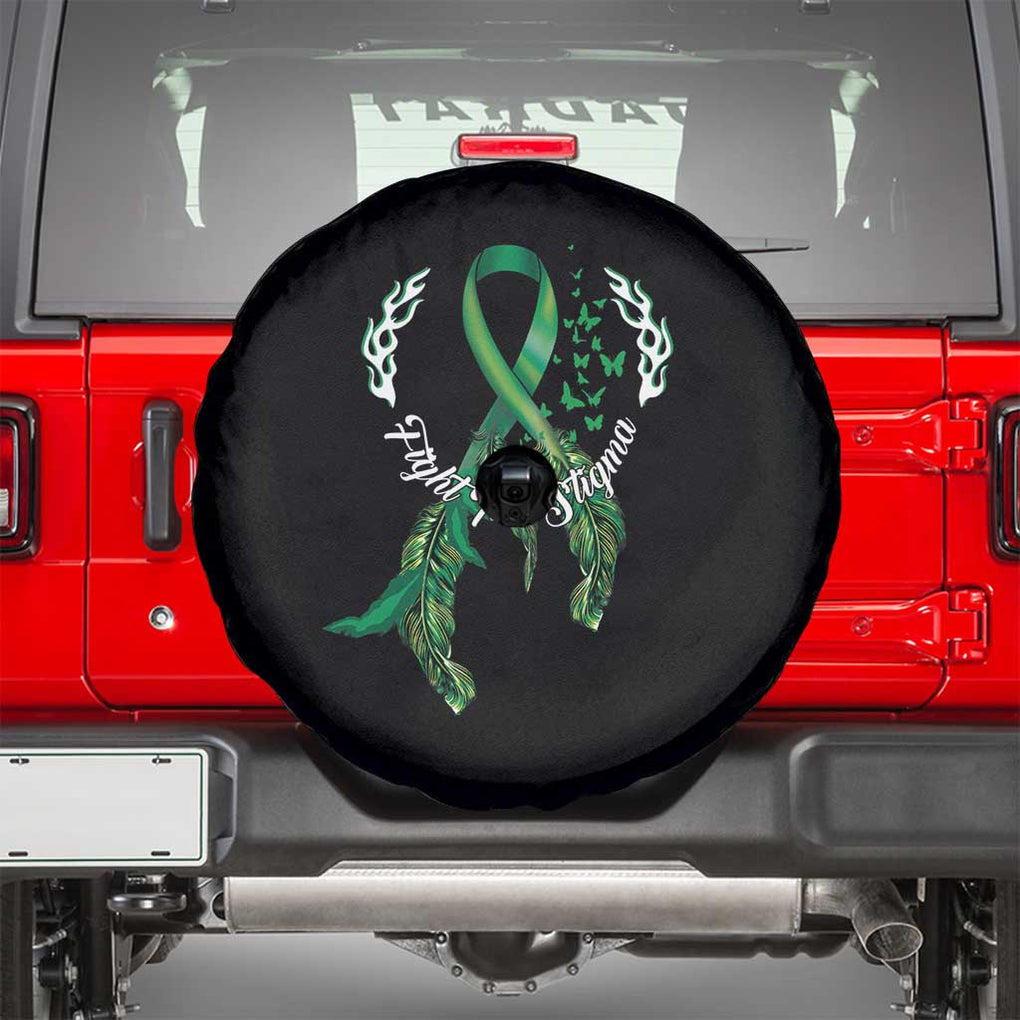 Mental Health Awareness Spare Tire Cover Fight The Stigma Butterfly Green Ribbon TS09 Black Print Your Wear