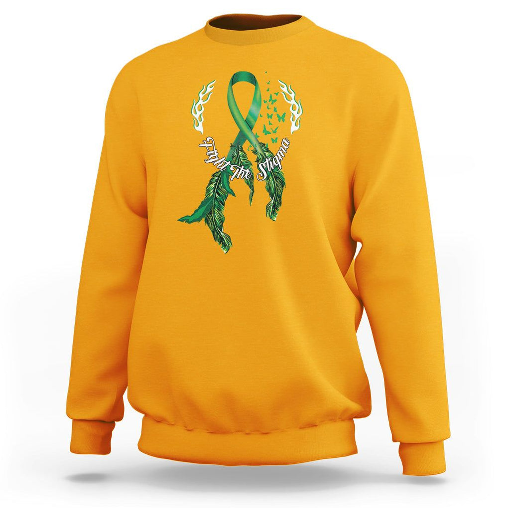 Mental Health Awareness Sweatshirt Fight The Stigma Butterfly Green Ribbon TS09 Gold Printyourwear