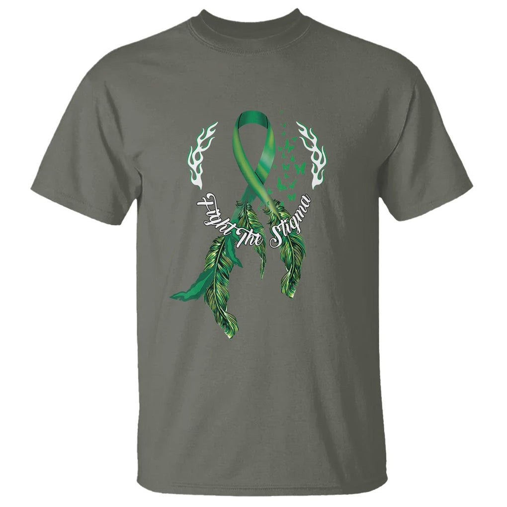 Mental Health Awareness T Shirt Fight The Stigma Butterfly Green Ribbon TS09 Military Green Printyourwear