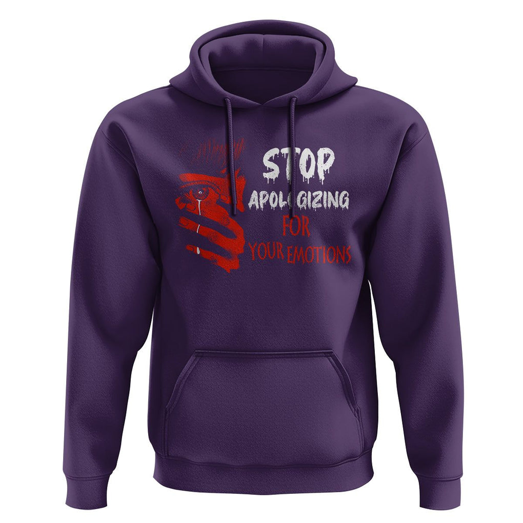 Motivational Mental Health Hoodie Stop Apologizing For Your Emotions Cry Sadness Girl TS09 Purple Printyourwear