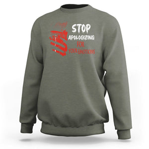 Motivational Mental Health Sweatshirt Stop Apologizing For Your Emotions Cry Sadness Girl TS09 Military Green Printyourwear