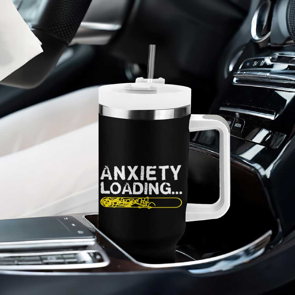 Mental Health Awareness Anxiety Loading Tumbler With Handle TS09 Print Your Wear
