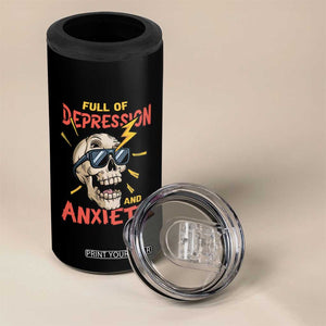 Mental Health Awareness 4 in 1 Can Cooler Tumbler Full Of Depression And Anxiety Skull TS09 Print Your Wear