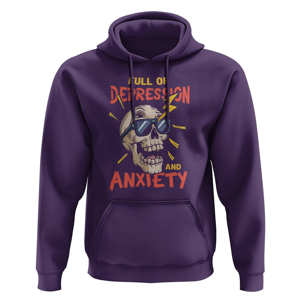 Mental Health Awareness Hoodie Full Of Depression And Anxiety Skull TS09 Purple Print Your Wear