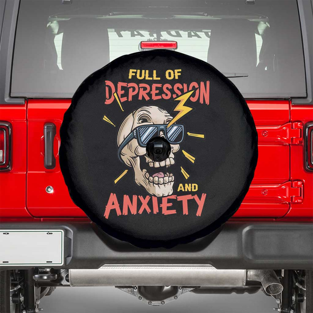 Mental Health Awareness Spare Tire Cover Full Of Depression And Anxiety Skull TS09 Black Print Your Wear