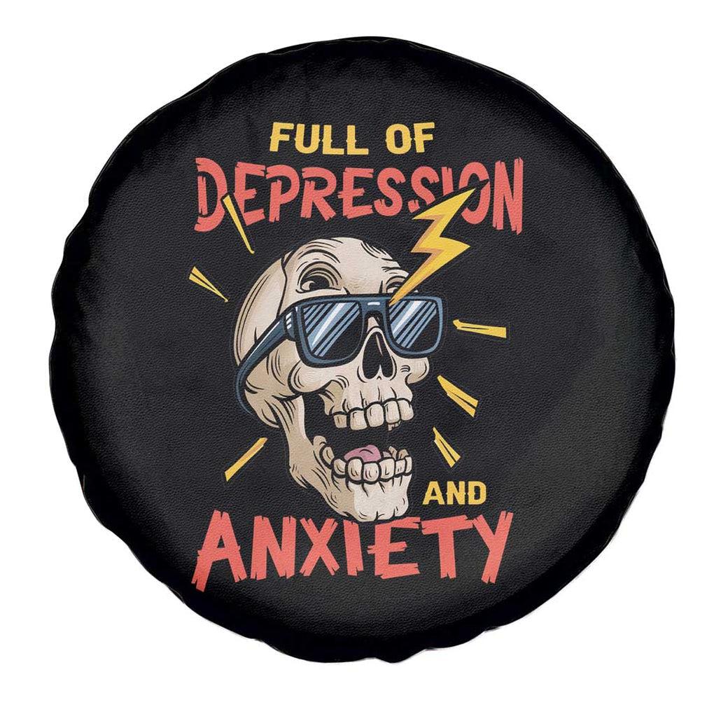 Mental Health Awareness Spare Tire Cover Full Of Depression And Anxiety Skull TS09 Print Your Wear